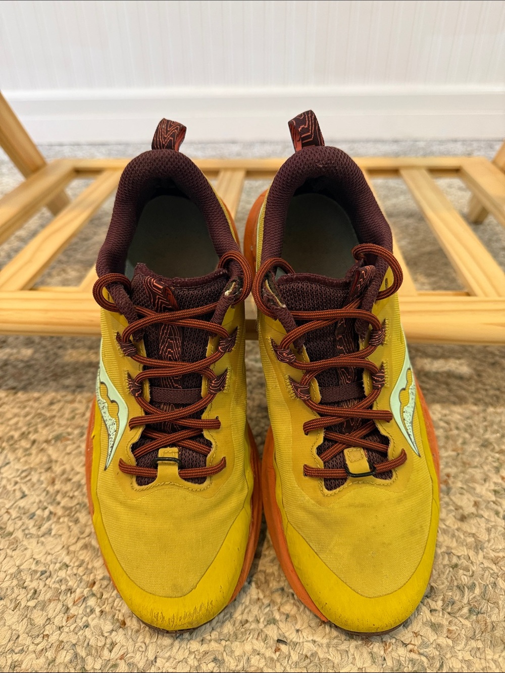 Saucony Yellow Orange Turquoise Women 8 Peregrine 13 Trail Runners Hiking shoes - Picture 2 of 8